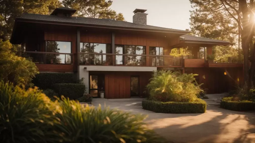 a captivating visualization of a soaring key unlocking a radiant, expansive house, symbolizing the path to success for realtors through long-tail keywords, bathed in warm, inviting sunlight.