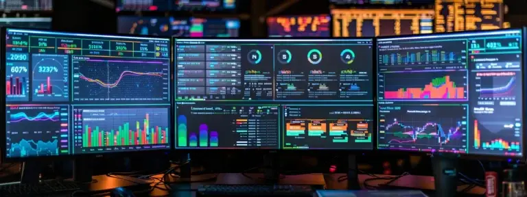 a computer screen displaying colorful graphs and charts showing various seo kpis and data metrics.